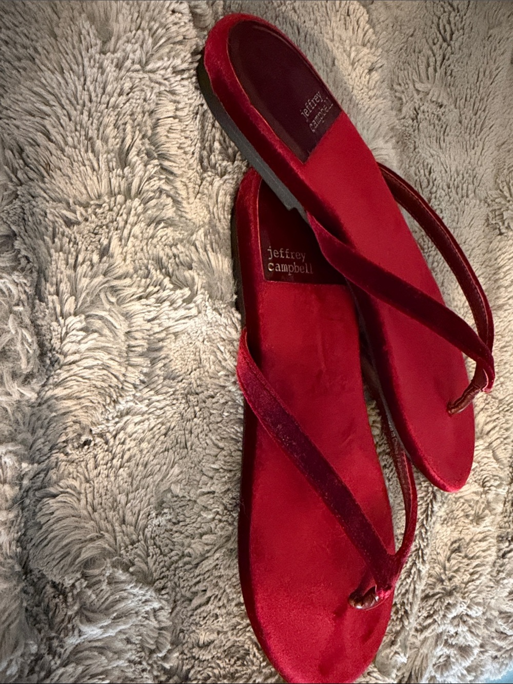 Jeffrey Campbell Burgundy Velvet Flip Flop Sandals - Picture 4 of 4